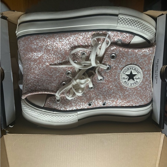 Converse Shoes - Converse Pink Glitter High-Top Platform Sneakers